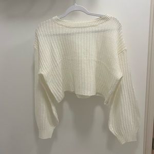 Ardene white crochet cropped long sleeve.